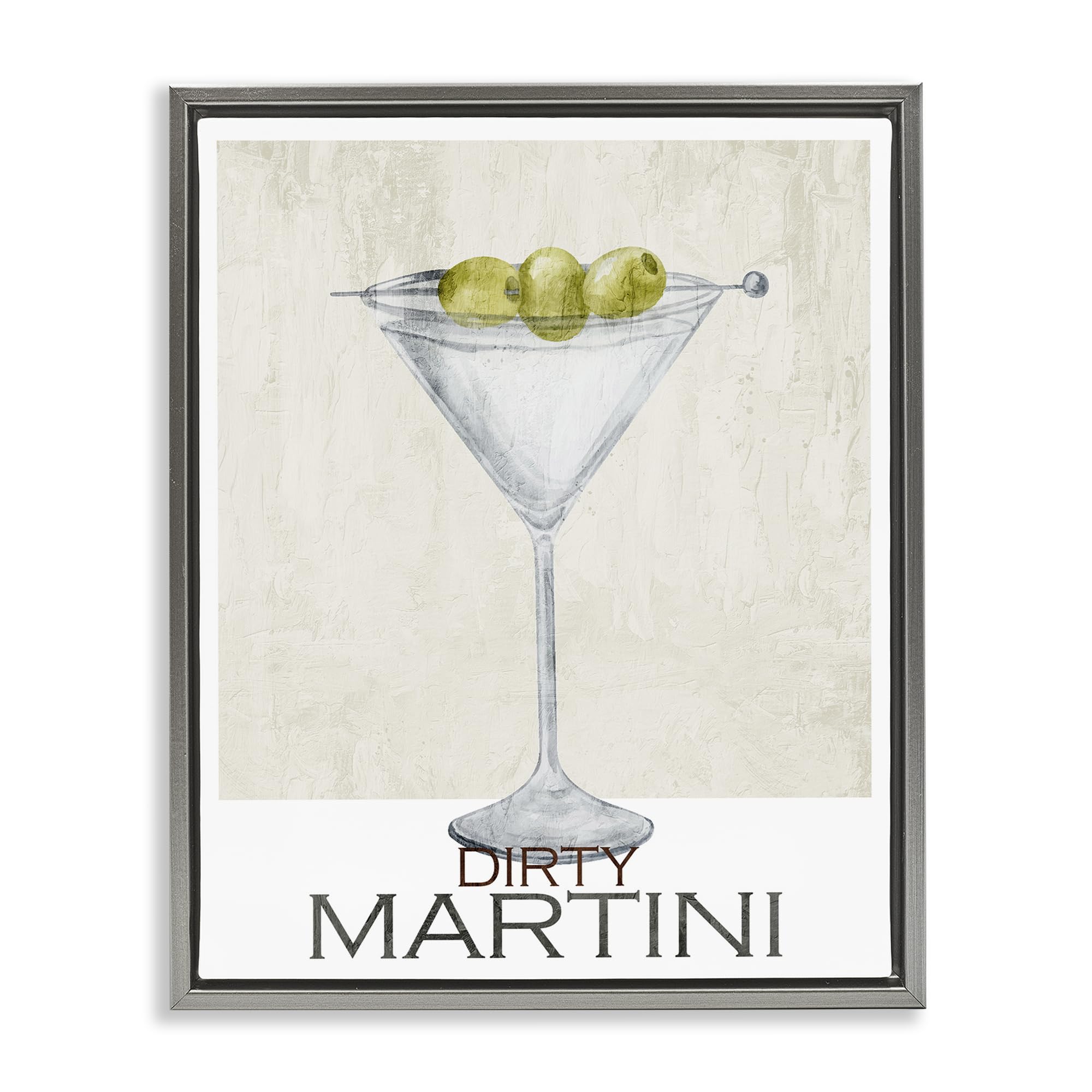 Stupell Industries Luster Gray (Matte) 'Dirty Martini Olives'| Floating Frame Canvas Art