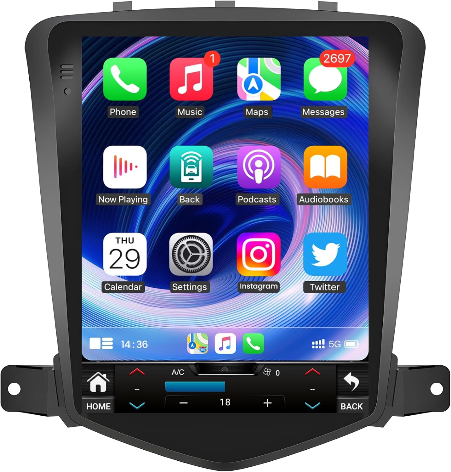 4Core+64GB ROM Tesla-Style Car Radio for Chevrolet Chevy Cruze 2009-2015: 10.4 Inch HD IPS Touchscreen Wireless Carplay Android Auto GPS Backup Camera SWC 5G WiFi Bluetooth 5.0 FM EQ