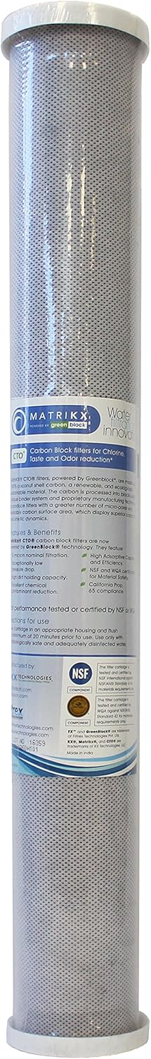 KX 32-250-20-GREEN | 20 CTO Carbon Block Water Filters for Chlorine Taste and Odor reduction | KX MatriKX Powered by GREENBLOCK | Replaces 32-250-125-20