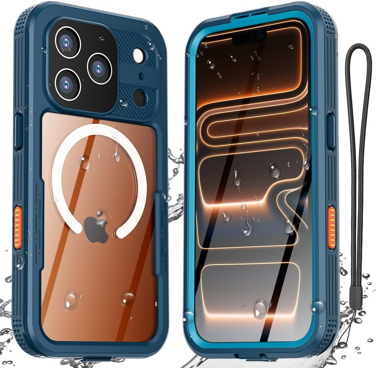 Generic Compatible for iPhone 17 Pro Max (Color: Black) Magnetic Waterproof Case with Rigid Silicone Back