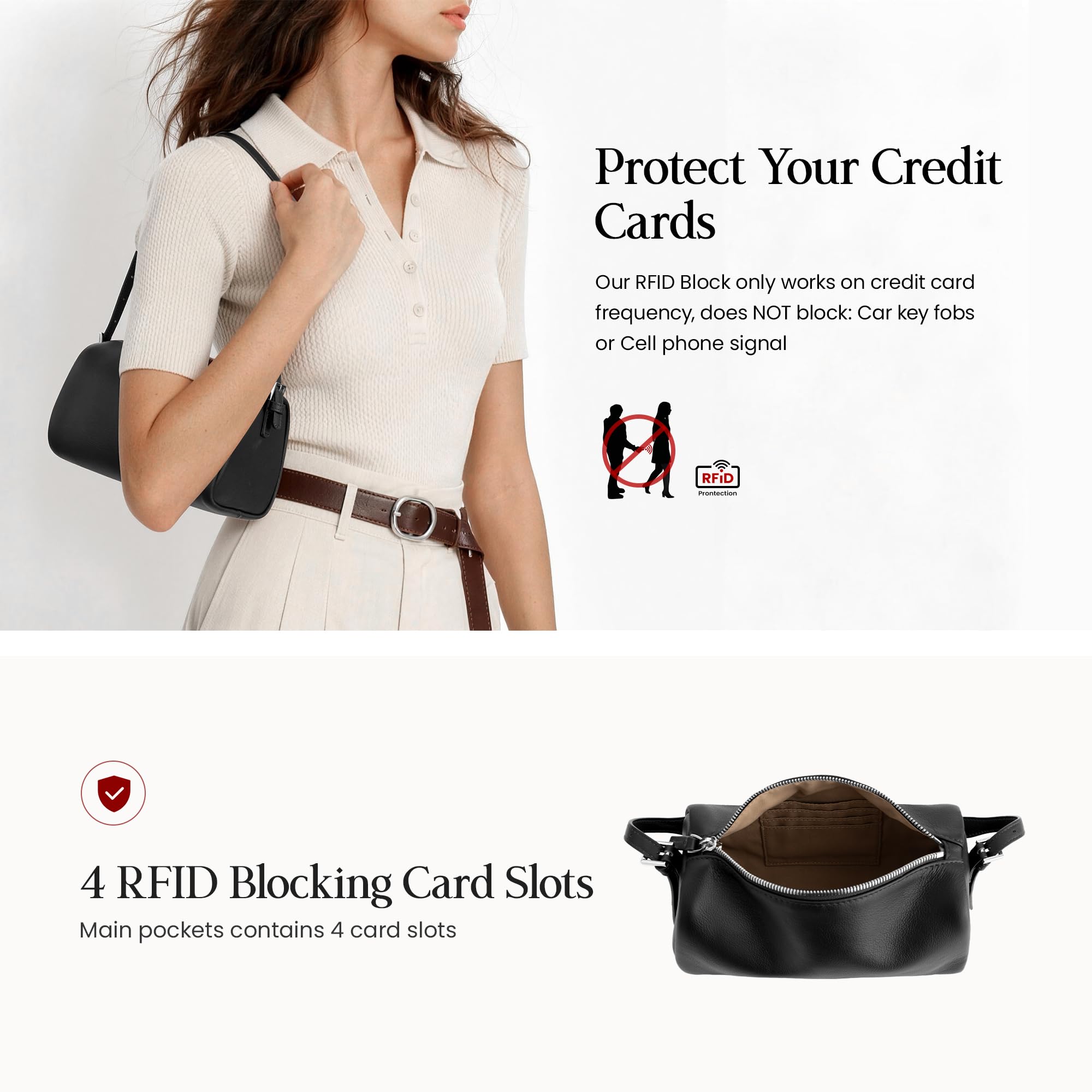 befen Borsa a Tracolla da Donna in Vera Pelle, Piccola Borsa Hobo da Spalla, Piccola Borsa Cilindrica in Pelle con Protezione RFID e due Cinturini