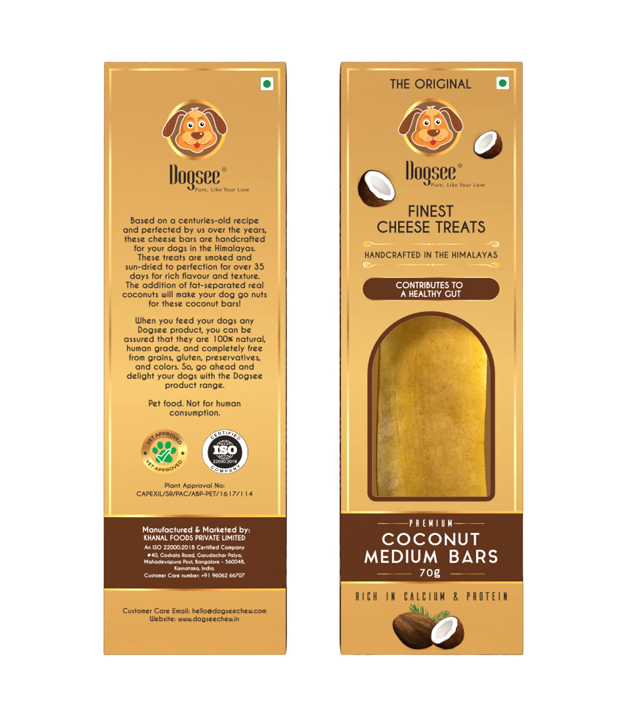 Dogsee Chew Singles Vegetarian Coconut Chew Bone - 70g | 100% Natural Himalayan Chews for Dogs | Smoke Dried Natural Chew Bars | Chew Sticks for Dogs | with Fat Separated Real Coconut
