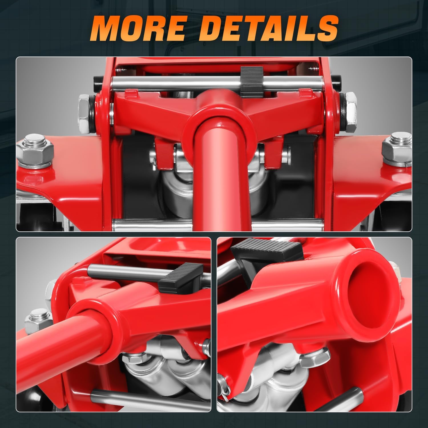 Low-Profile Hydraulic Cart Service/Floor Jack with 4-Ton (8000 lbs) Lifting Capacity, Range 4.5" to 20" CAAP-TOLS-FJK-4-RD