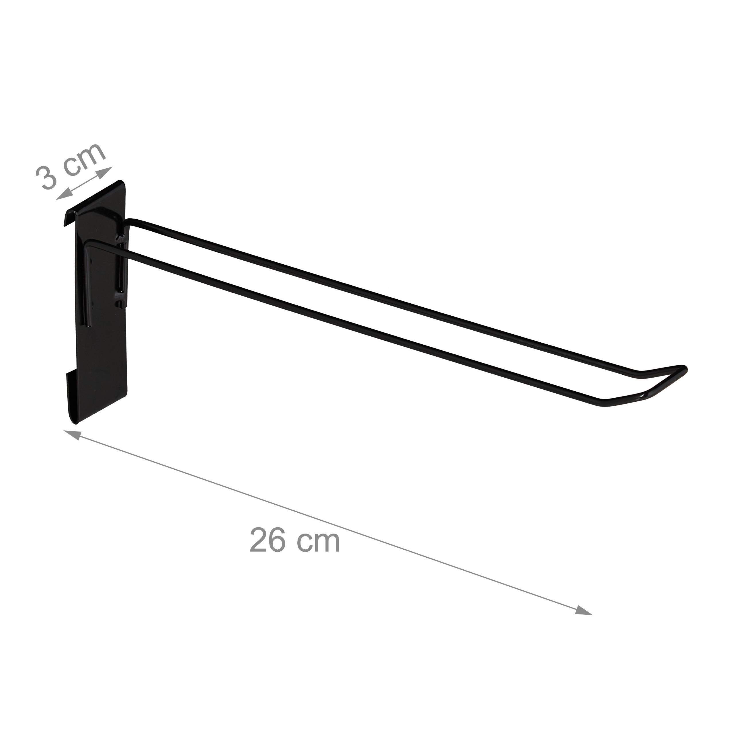 Relaxdays Mostrador de tienda, Panel expositor de rejilla, 10 ganchos, Acero, 21x65,5x44,5 cm, 1 Ud., Negro