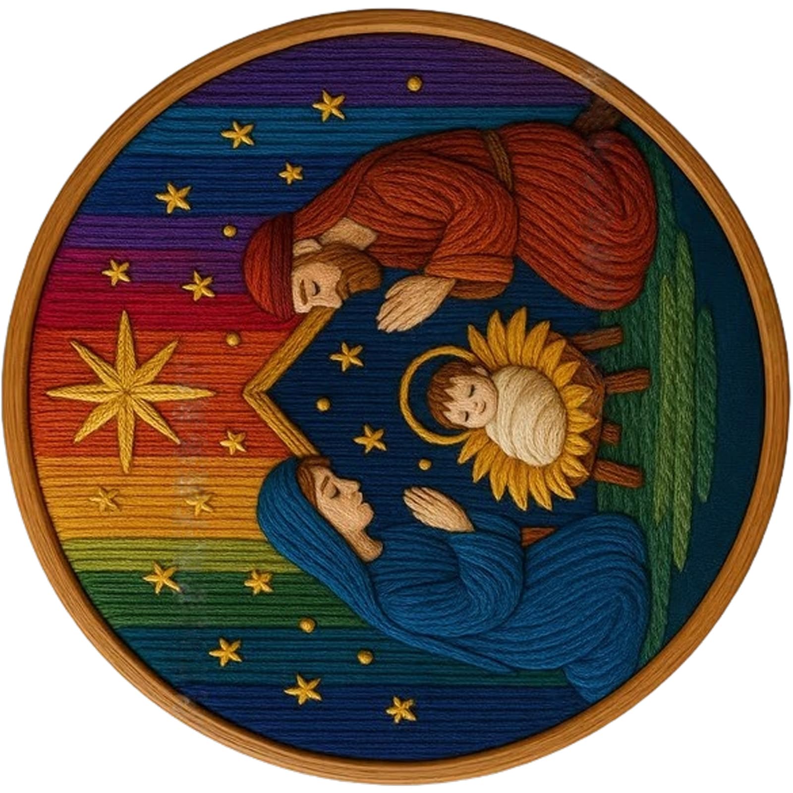 Kit broderie religieuse Noël, ouvrage tissu Nativité et artisanat