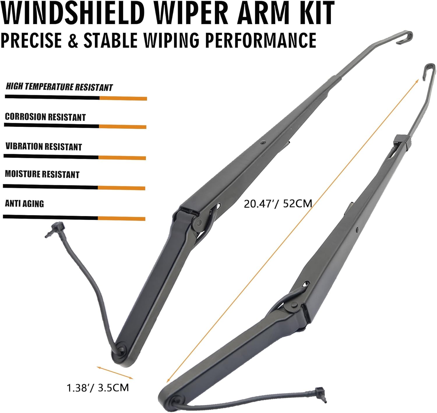 1 Pair Front Windshield Wiper Arm Kit Fits Compatible with 2002-2007 Chevrolet Silverado Avalanche Suburban Tahoe GMC Sierra Yukon Cadillac Escalade Replaces OE 42694 42547 15829647 15829648