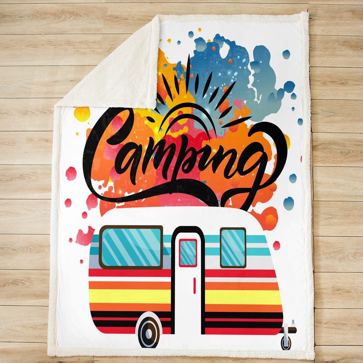 Coperta in pile da campeggio, per camper, da viaggio, per bambini, ragazzi, ragazze, camper e camper, coperta sfocata, per divano letto, queen 200 x 200 cm