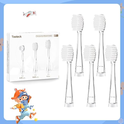 Miniatura 8 de TEETECK Paquete de 5 cabezales de repuesto para cepillos de dientes para niños compatibles con SEAGO- 513977EK6, compatibles con Brush-Baby