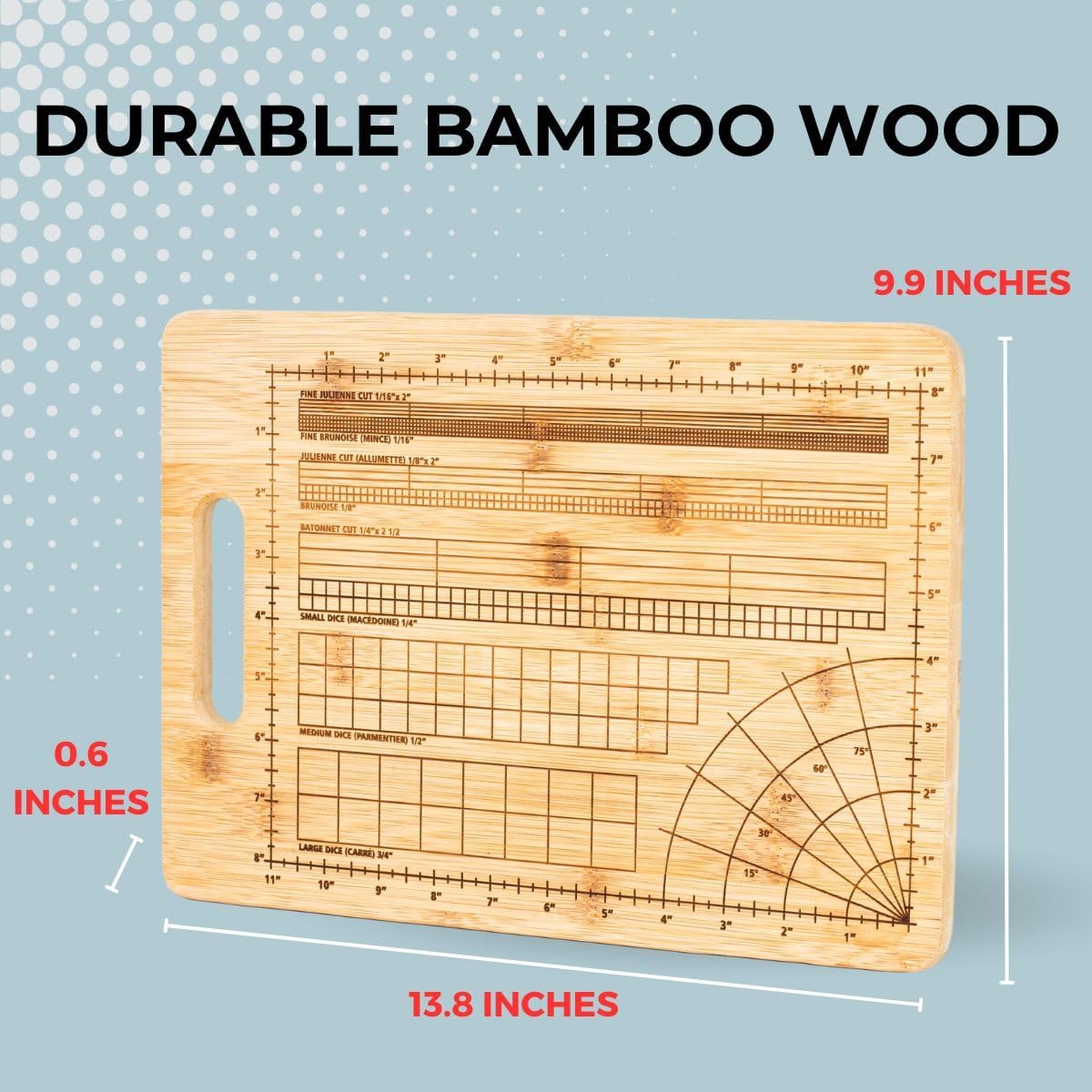 The Precision Cutting Board, for the Perfectionist Chef, 9.75 x 13.75 in. Bamboo Wood