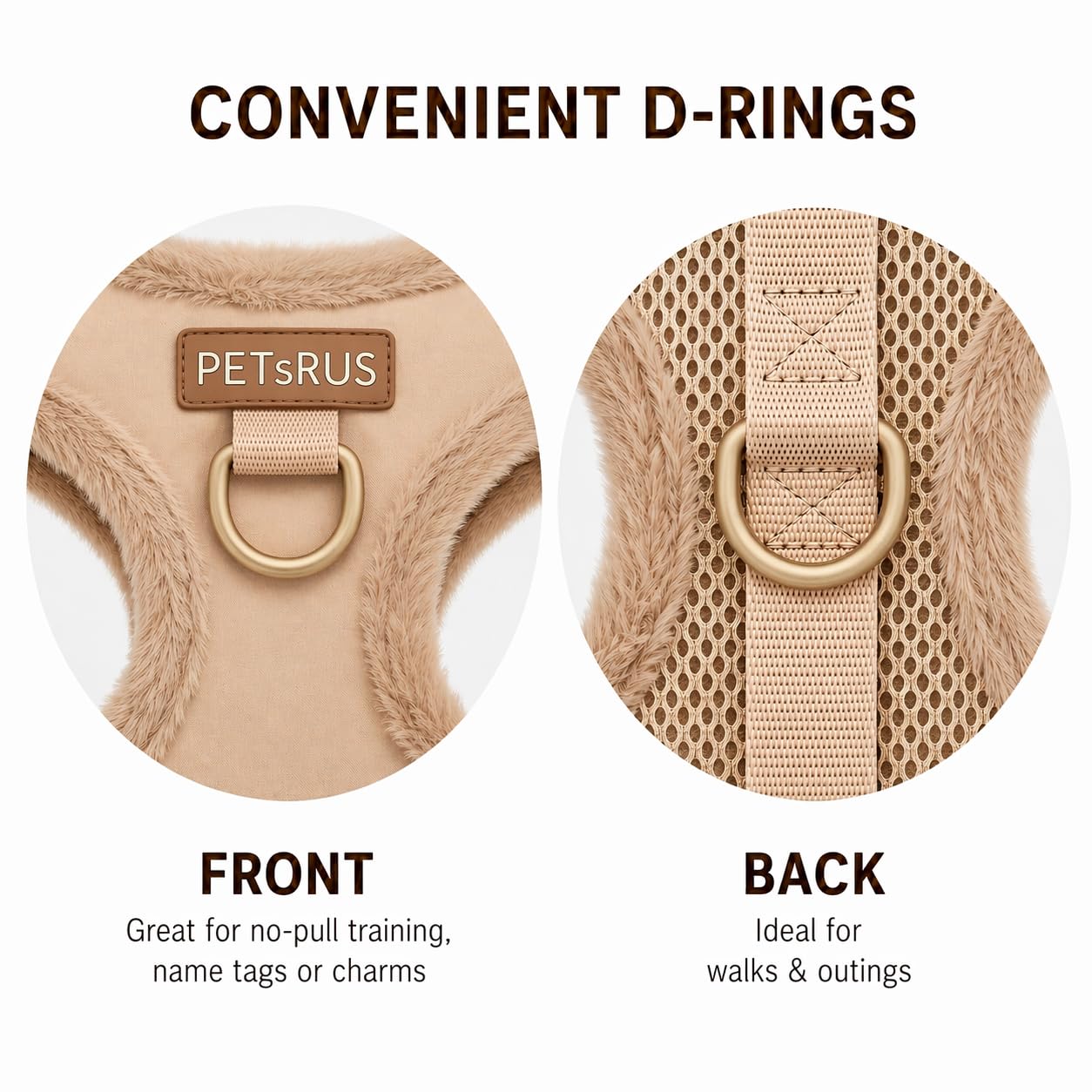 Harnais anti-traction pour chien en néoprène marron ivoire taupe design en cuir serpent réglable sport petit, moyen et grand animaux de compagnie respirant léger (bordure en fourrure beige, L : cou =