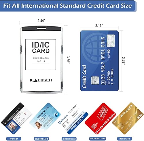 Miniatura 3 de Soporte para insignia con cordón ajustable, soporte para tarjeta de identificación, de plástico duro, resistente, soporte para tarjetas de