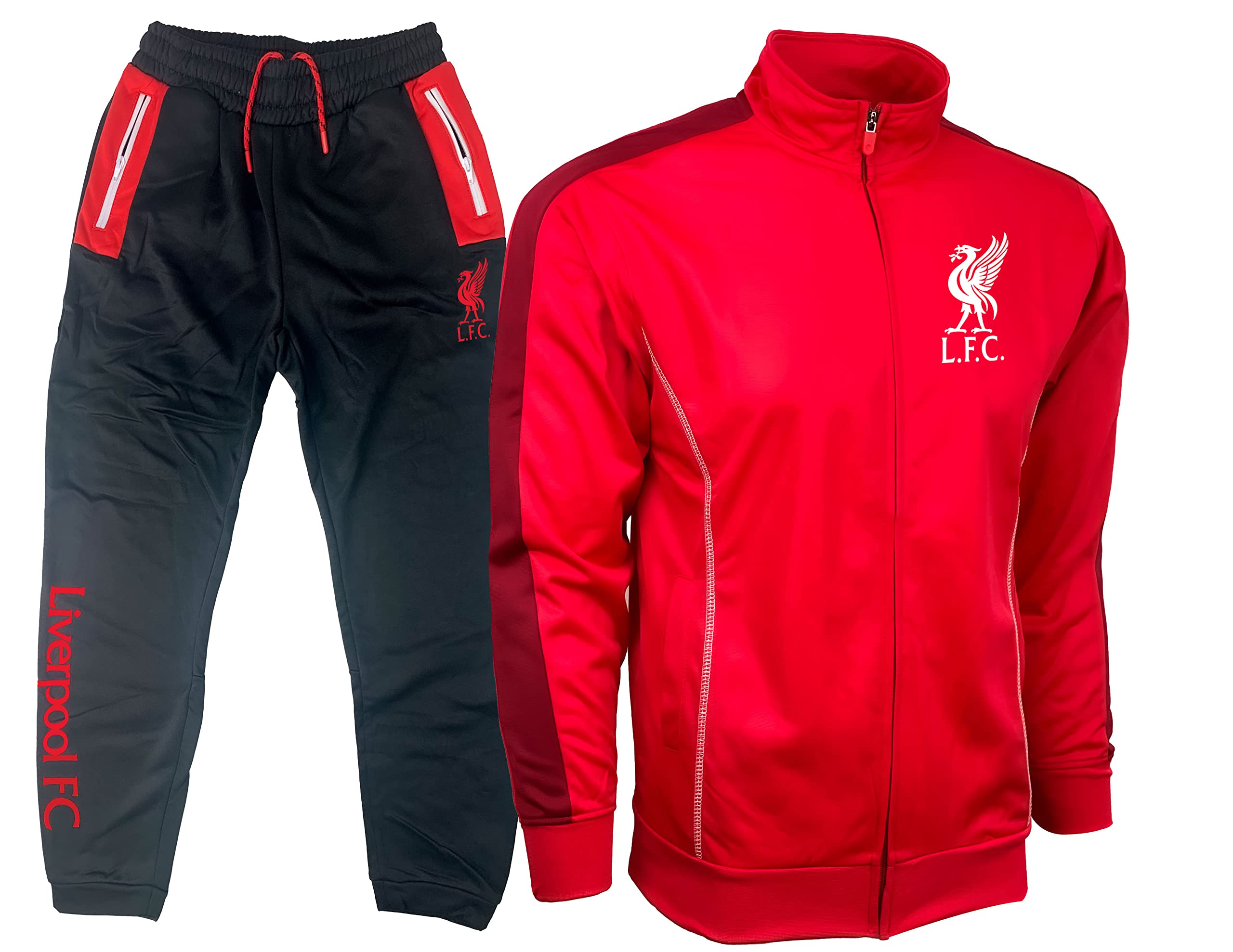 Compatible To Men's Liverpool Tracksuit Set, Licensed Liverpool Track Jacket With Jogger Pants (XL)