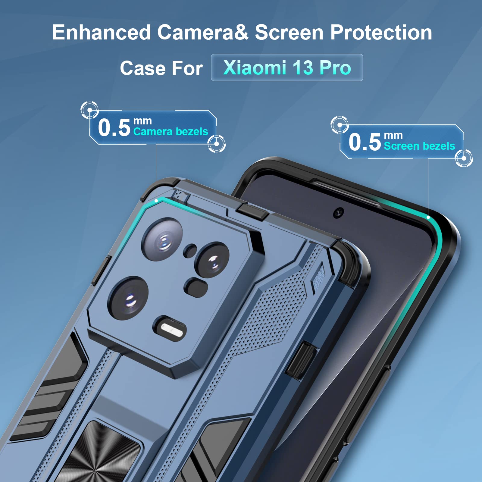 Funda para Xiaomi Redmi Note 15 Pro 5G, Carcasa Antigolpes con Soporte anular metálico, Case Protectora de Grado Militar, Azul — view 482
