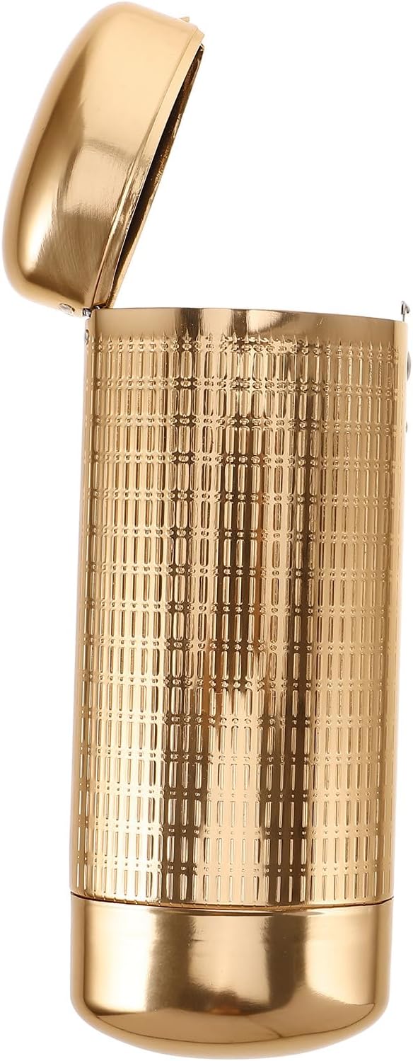 Hard Aluminum Eyeglass Case 310 Vertical Gold Pattern Portable Metal Sunglasses Holder Lightweight Protective Travel Eyewear Storage for Men and Women