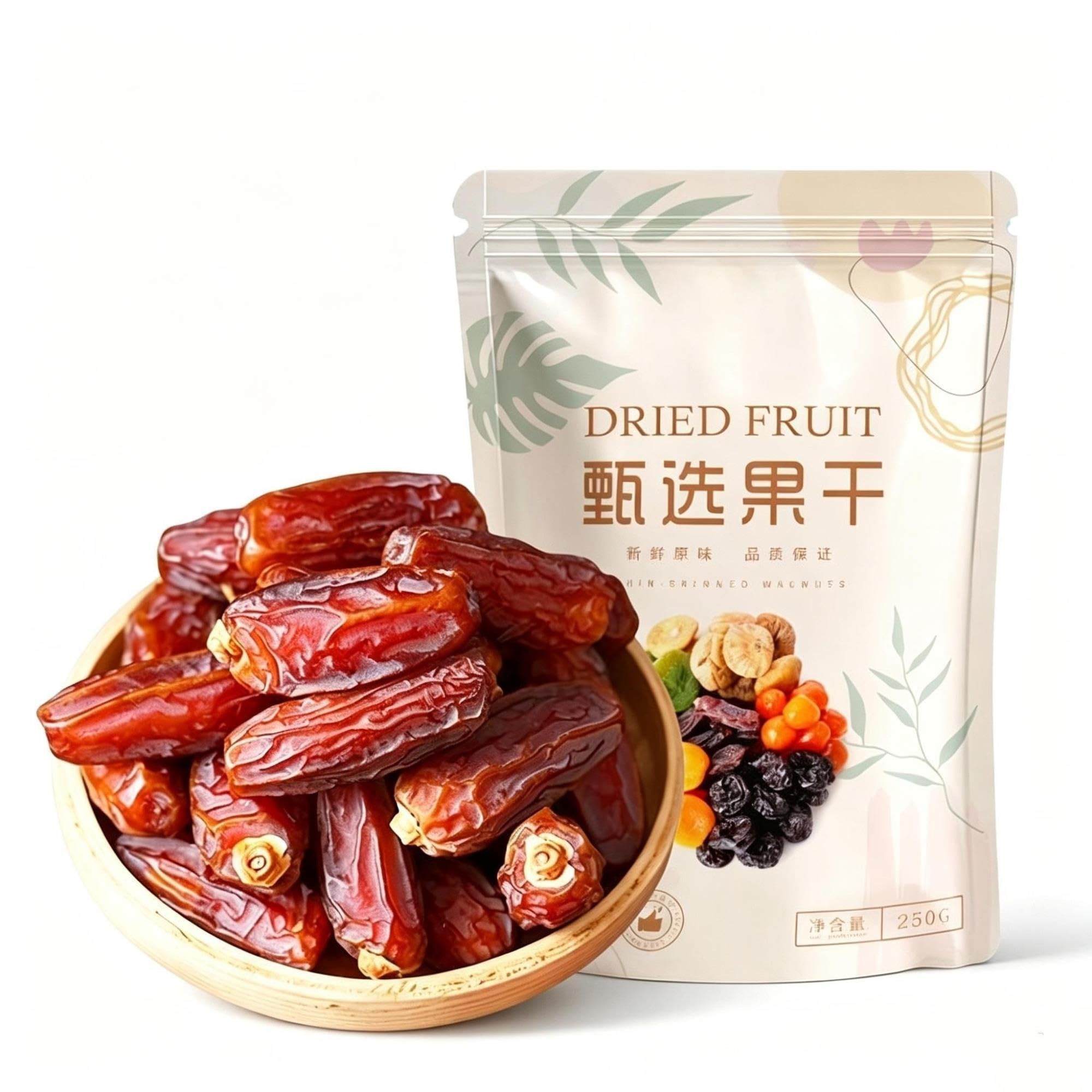 Snacks blandos de dátiles sin hueso, bolsa de 250 g