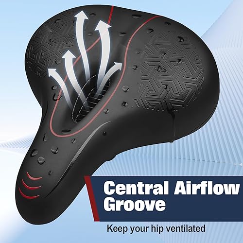 Miniatura 7 de Zacro Comfortable Bike Seat Cushion for Men Women, Padded Bicycle Seat with Dual Shock Absorbing, Wide Soft Bike Saddle Replacement Fit for