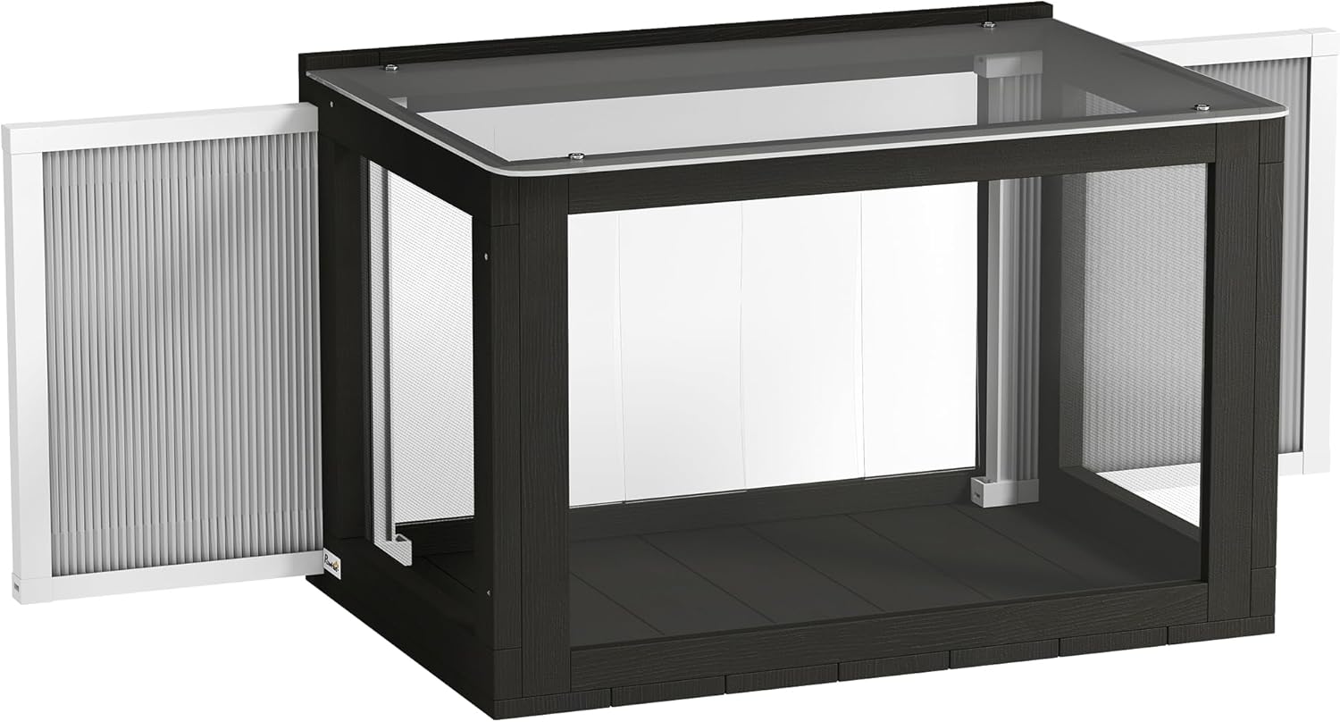 PawHut Cat Window Box Catio, Outdoor Indoor Cat Enclosure with Clear Panels, Universal Window Perch for Wall 25"–41", Catio for Indoor Pet Sunbathing, Napping & Overlooking