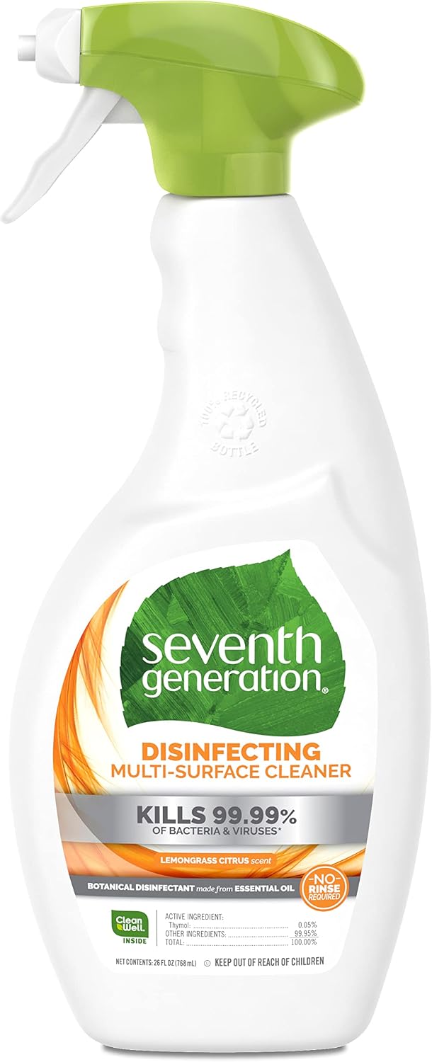 Seventh Generation Disinfecting Bathroom Cleaner, Lemongrass Citrus Disinfectant Spray, 26 Fl Oz