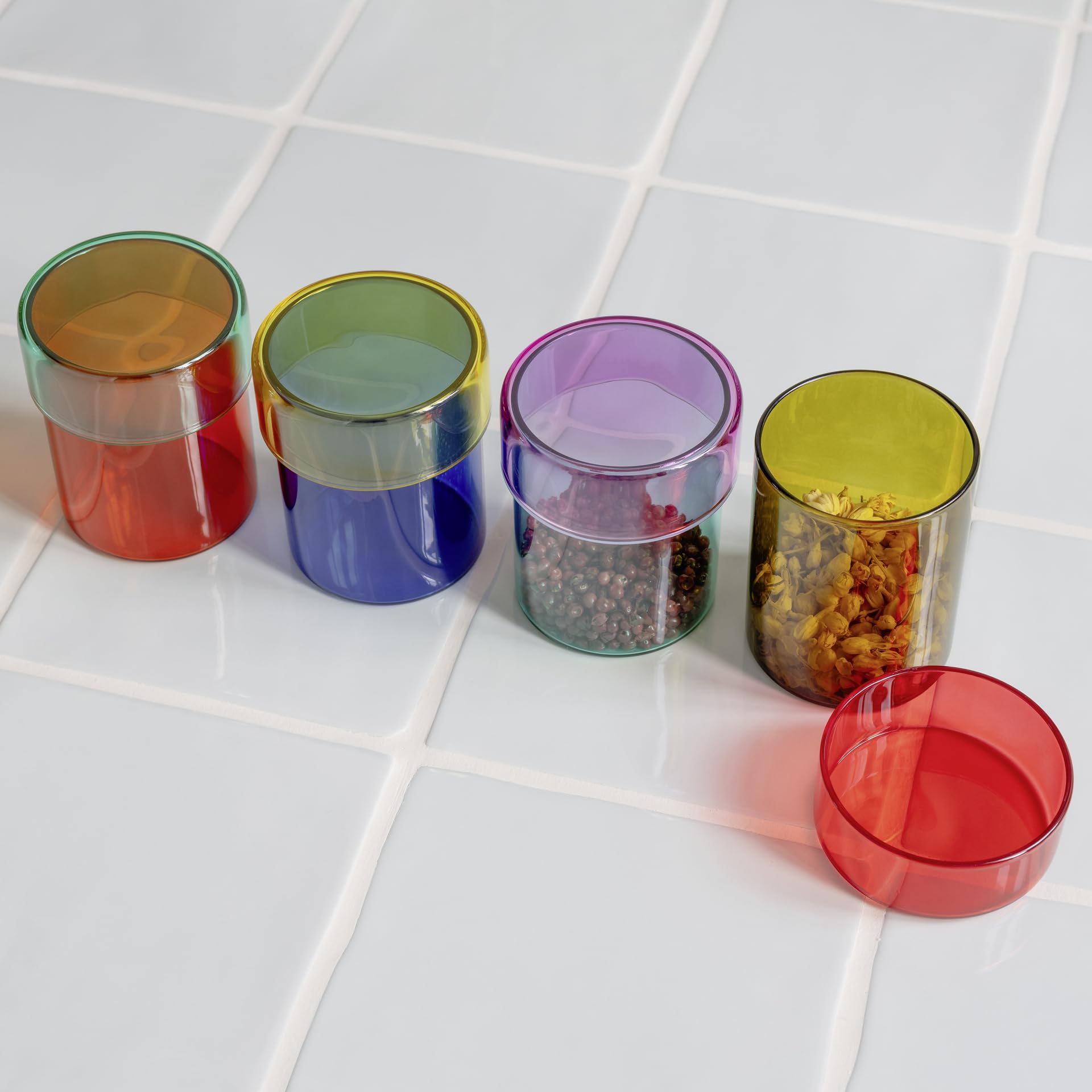 Set di barattoli in vetro Remember Cosima - Set di 4 pezzi in vetro - A 9 cm, Ø 7,5 cm