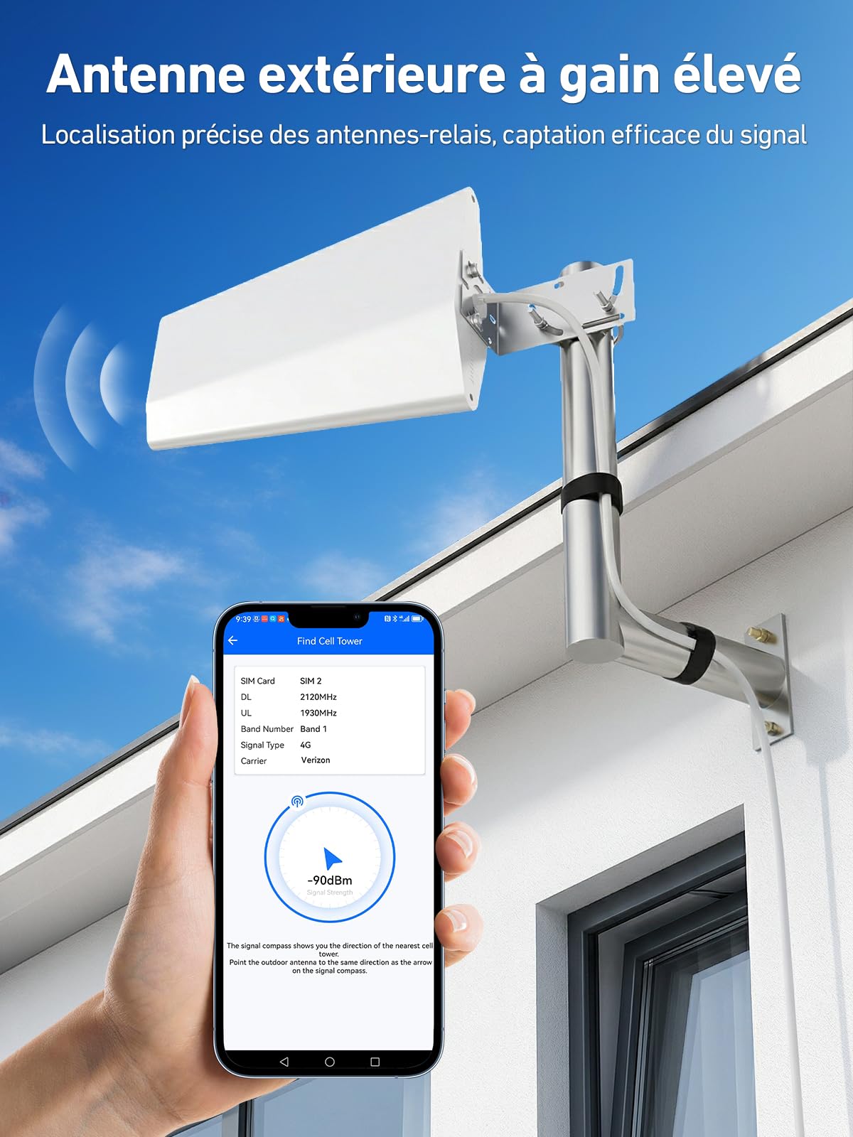 Amplificateur Reseau Mobile pour Bande 3 et 20, Amplificateur de Signal Cellulaire pour Maison Bureau, 5G 4G LTE GSM Répéteur à Gain élevé, Compatible avec Orange SFR Bouygues Telecom Free