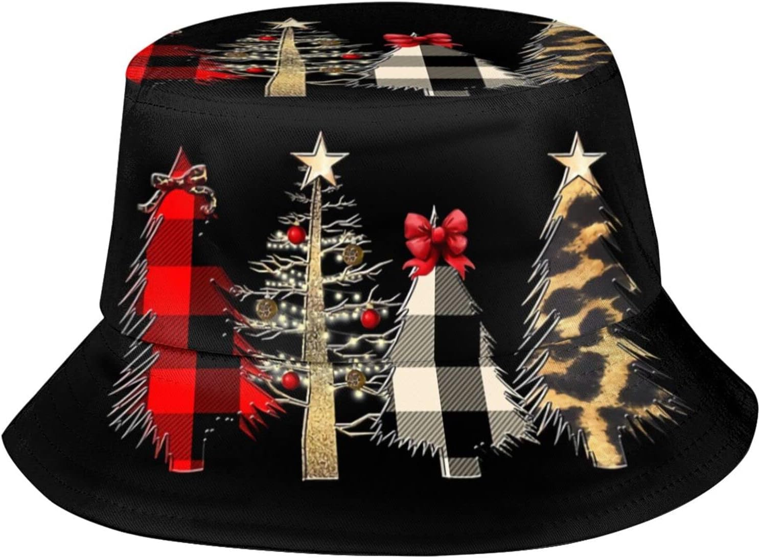 Christmas Theme Bucket Hat Unisex Sun Hat Fisherman's Cap for New Year Festive Holiday Party