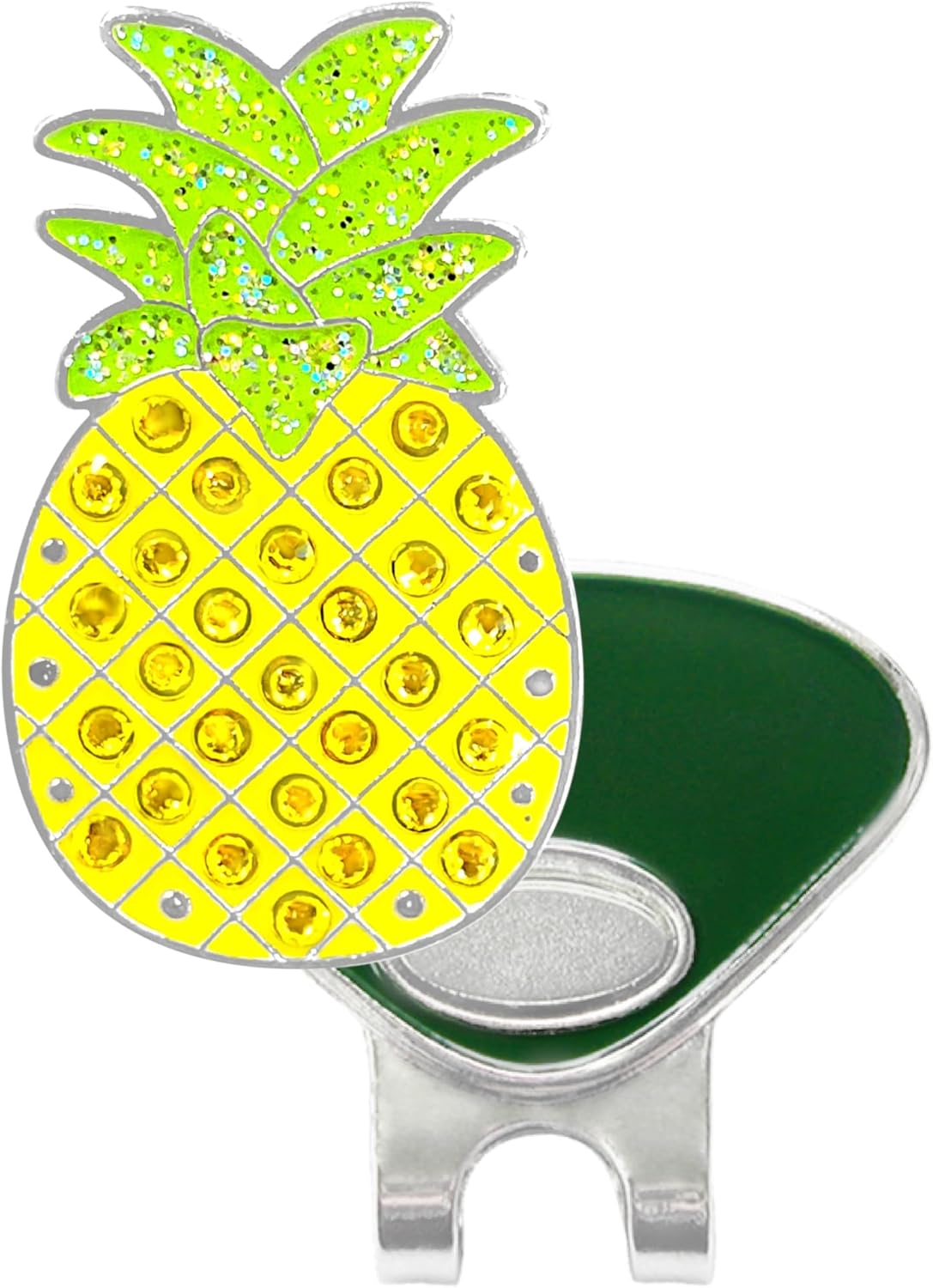 NAVIKA Pineapple, Bananas, Strawberry, Apple Swarovski Crystal Golf Ball Marker with Magnetic Hat Visor Clip