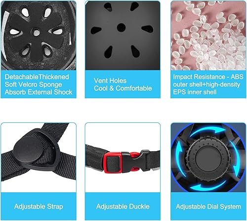 Miniatura 7 de Casco de bicicleta para niños, casco para niños pequeños, casco multideportivo para niños con resistencia al y ventilación. Casco ajustable para