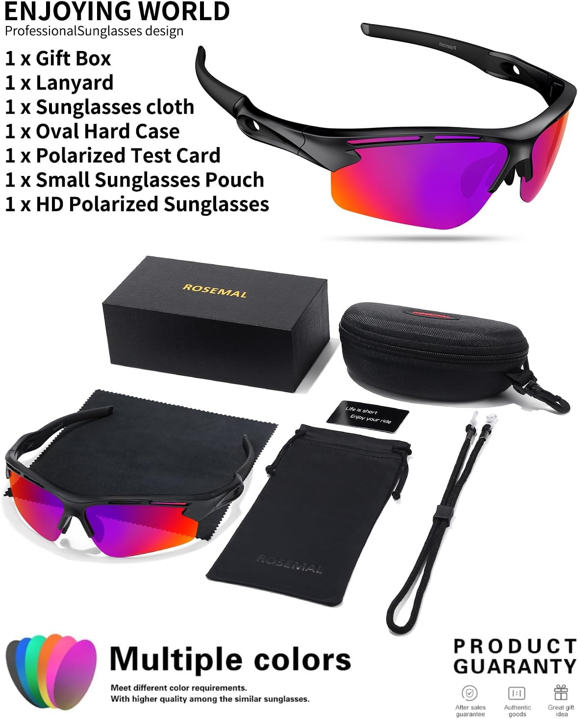 Polarized Sports Sunglasses for Men Women,UV400 Protection Sunglass for Running Cycling Fishing Hiking TR90 - Image 6