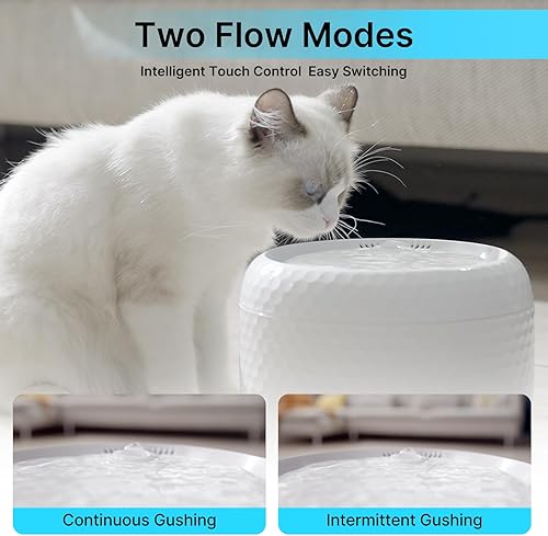 Miniatura 4 de Fuente de agua para gatos, fuente de agua automática para mascotas de 1.8 L62 onzas con dos modos de flujo, dispensador de agua inteligente para