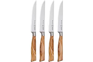 Messermeister Oliva Elite Steak Knife Set with German Steel & Olivewood Handles