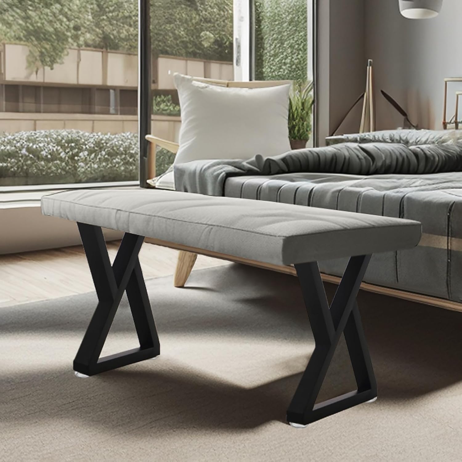 Rioychan 20 Inch Coffee Table Legs Black, Heavy Duty Metal Furniture Legs for DIY End/Side Tables, Modern Desks, Bench, Sofa, Dining Desk Legs, Z Style 20 Inch Z