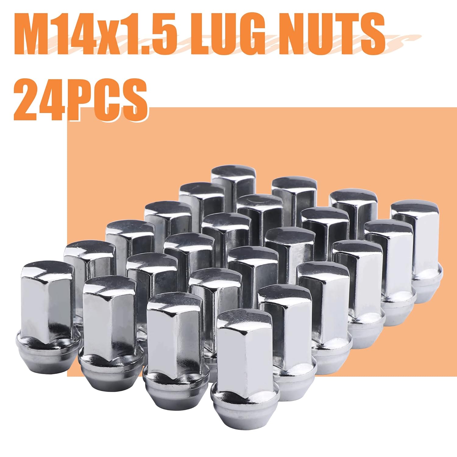24 PCS 14x1.5 Pitch Studs Wheel Lug Nuts, 1.8 inch Height OEM Factory Style Acorn Seat Lug Nuts, Chrome Finish, 7/8" Hex, 60 Degree Conical Seat : Automotive