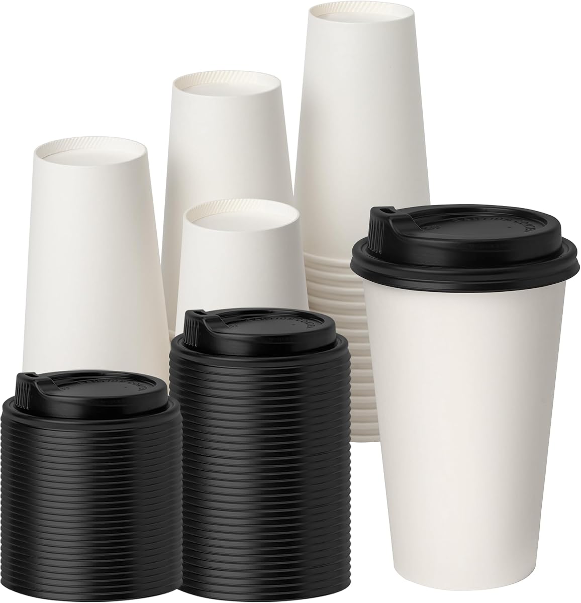 YEEHAW 16 oz Disposable Coffee Cups with Lids 100 Pack | Heat & leak-proof paper, BPA-free, ideal for office/travel/cafes, for hot & cold beverages, disposable to go cups