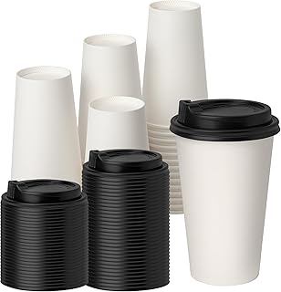 YEEHAW 100 Pack 16 oz Disposable Coffee Cups with Lids, Heat & Leak-proof Paper Cups, to Go Coffee Cups for Hot & Cold Beverage