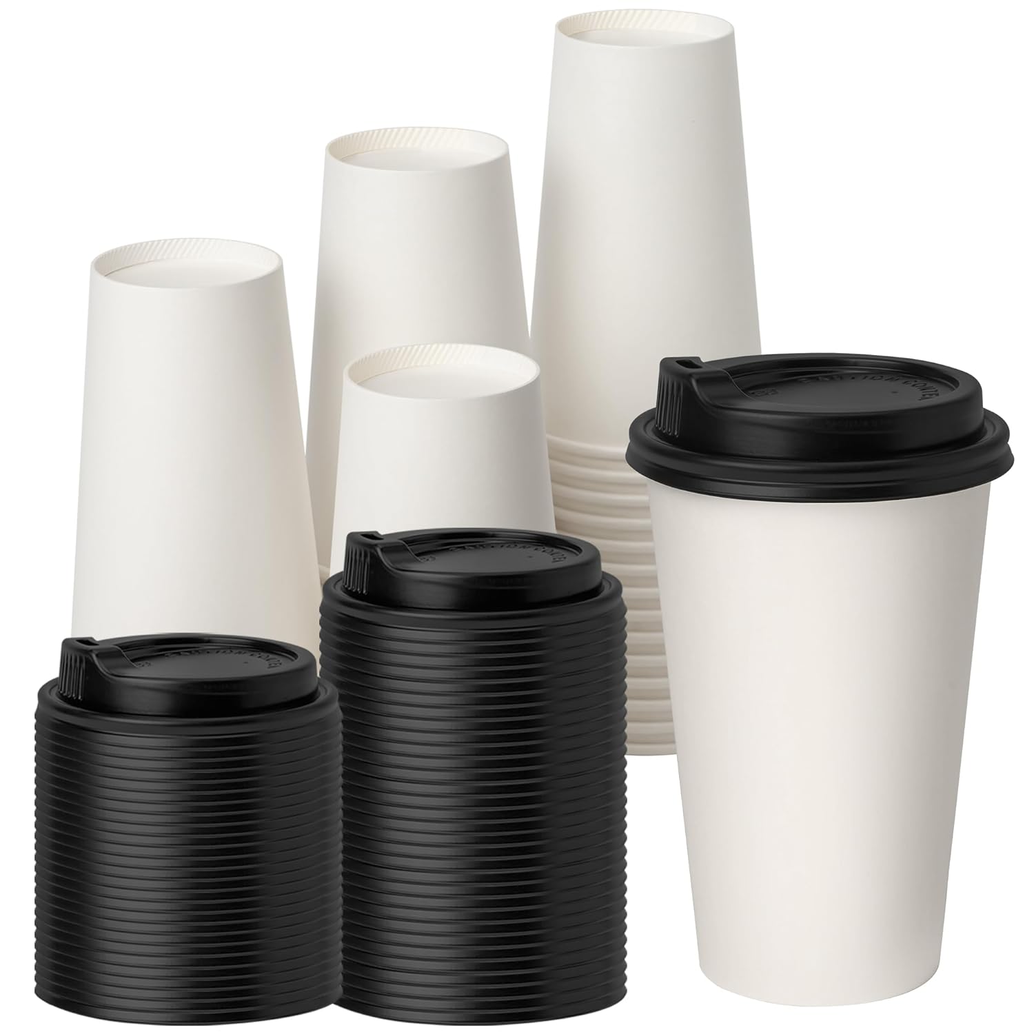 YEEHAW 100 Pack 16 oz Disposable Coffee Cups with Lids Heat Leak-proof Paper Cups to Go Coffee Cups