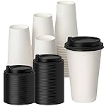 YEEHAW 100 Pack 16 oz Disposable Coffee Cups with Lids, Heat & Leak-proof Paper Cups, to Go Coffee Cups for Hot & Cold Beverage