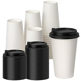 YEEHAW 100 Pack 16 oz Disposable Coffee Cups with Lids, Heat & Leak-proof Paper Cups, to Go Coffee Cups for Hot & Cold Beverage