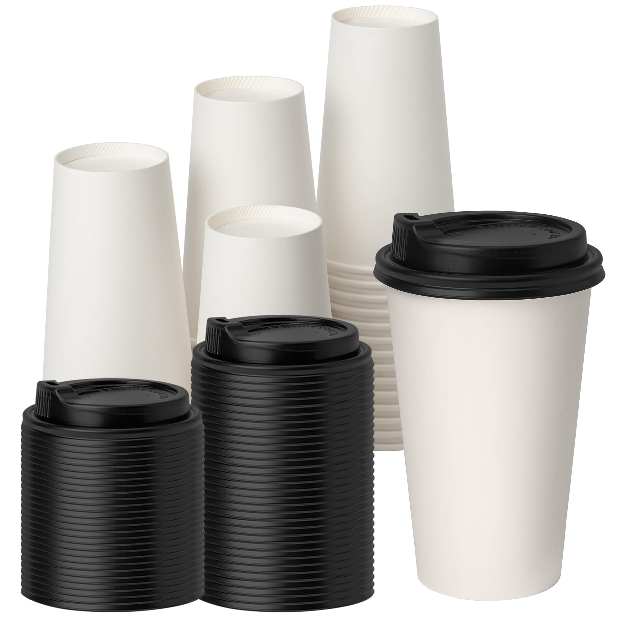 YEEHAW 100 Pack 16 oz Disposable Coffee Cups with Lids Heat Leak-proof Paper Cups to Go Coffee Cups