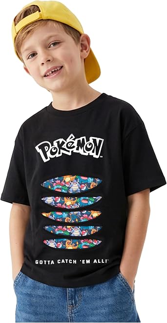 Pokemon | Minecraft | Fortnite T-Shirts for Boys 7-15 Yrs, Soft Casual Crew Neck Tops, Short Sleeve Summer Tees, Kids Clothes