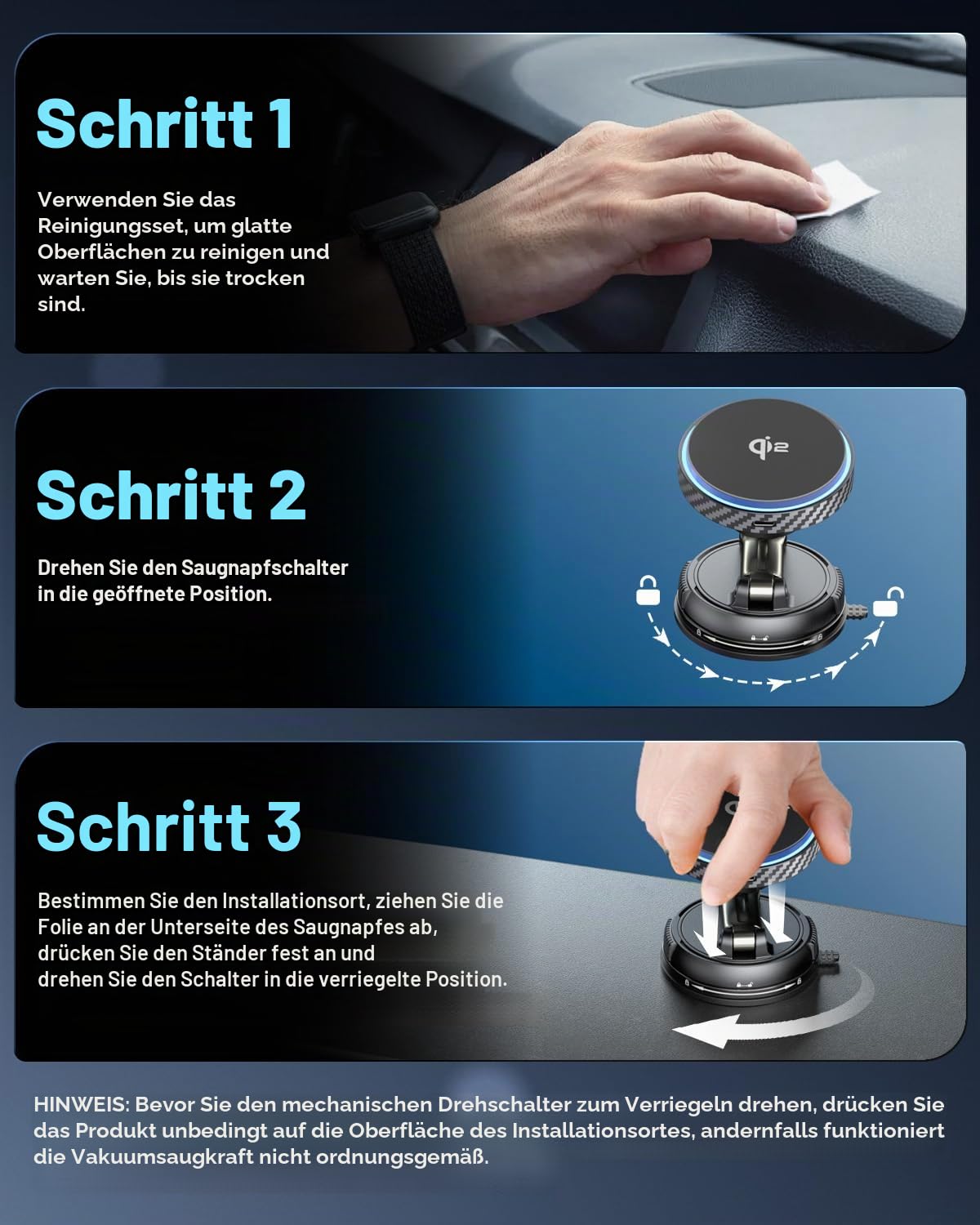 Qi2 15W Schnell Ladende für MagSafe Autohalterung mit Ladefunktion [78+LBS Stärkere Saugnapf], 360° Verstellbare Magnetische Handyhalterung Auto für Lüftung, Armaturenbrett, Windschutzscheibe