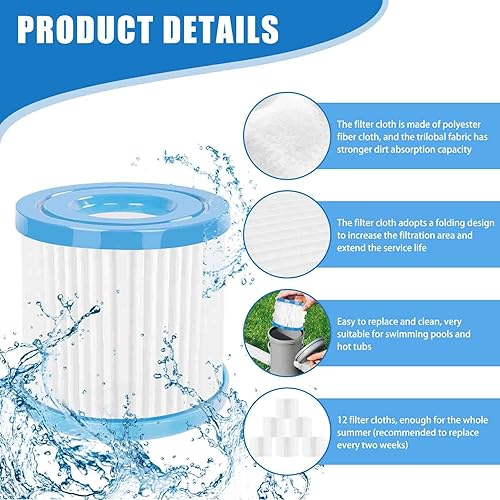 Miniatura 4 de Cartucho de filtros para bañera de hidromasaje tipo VI, paquete de 16 filtros de spa compatibles con Lay-Z-Spa, Coleman SaluSpa 90352E 58323 90427E,