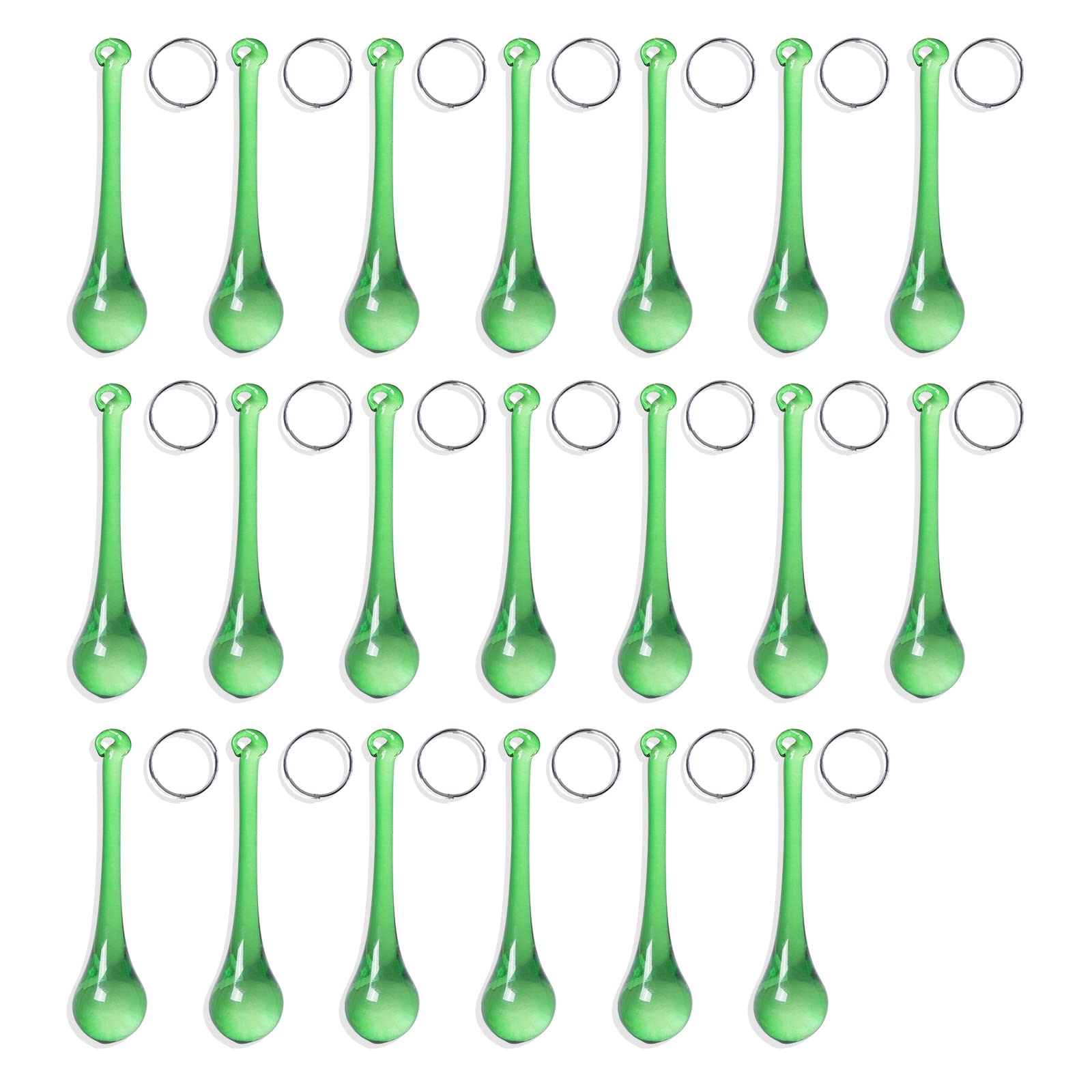 LONGWIN 20pcs 3inch Crystal Teardrop Pendant Chandelier Parts Wedding Decoration Christmas Tree Decorations (Green)