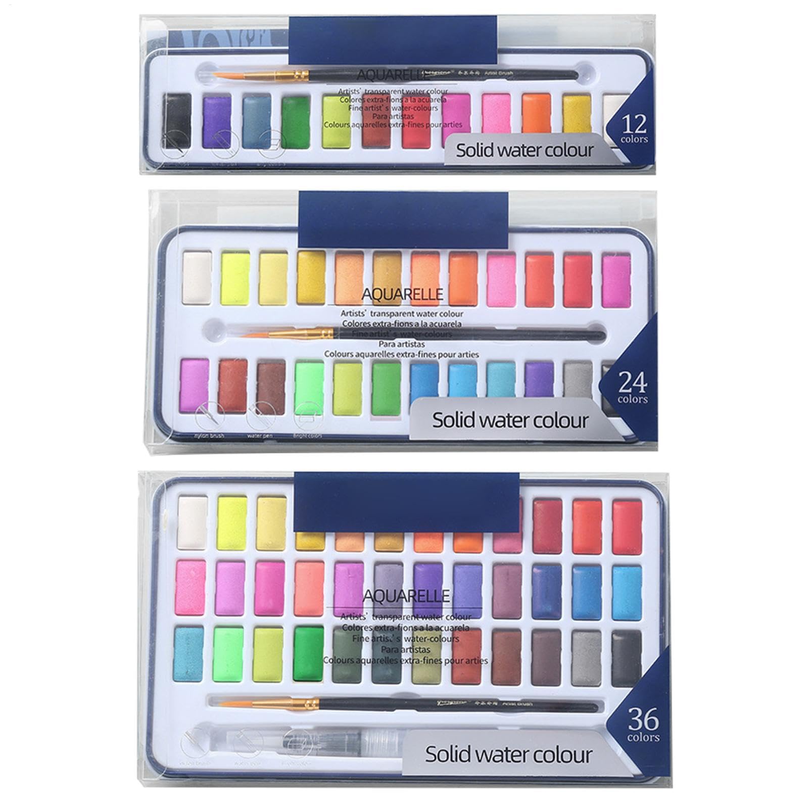 Acuarelas para pintar al aire libre con estuche portátil de 36 colores vivos