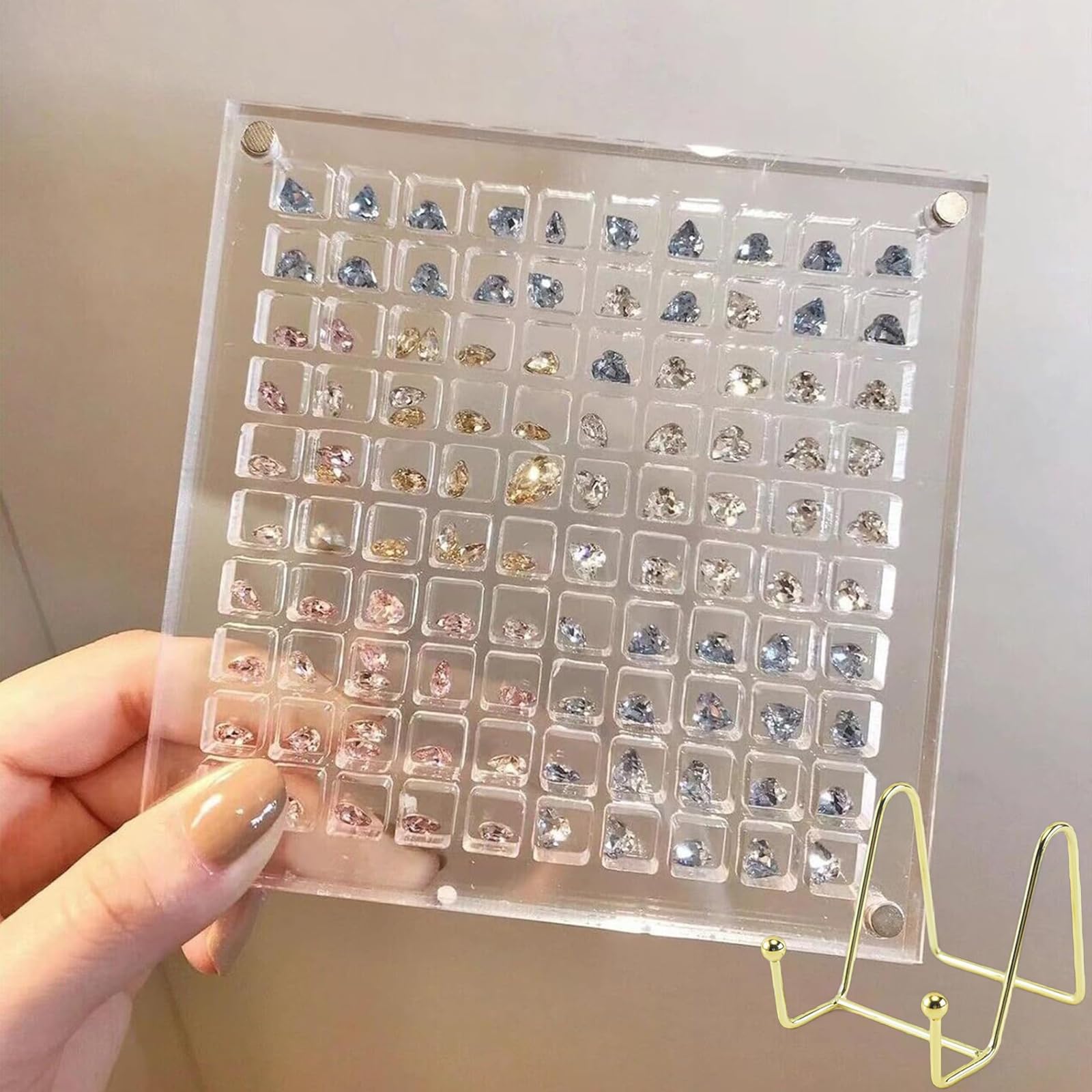 Nnbwlmaee 100 Grids Acrylic Magnetic Seashell Display Box, 2024 New Seashell Display Box, 36/64/ Magnetic Seashell Display Box For Storage Of Shells, Jewelry, Etc. With Display Stand (100 Grids)