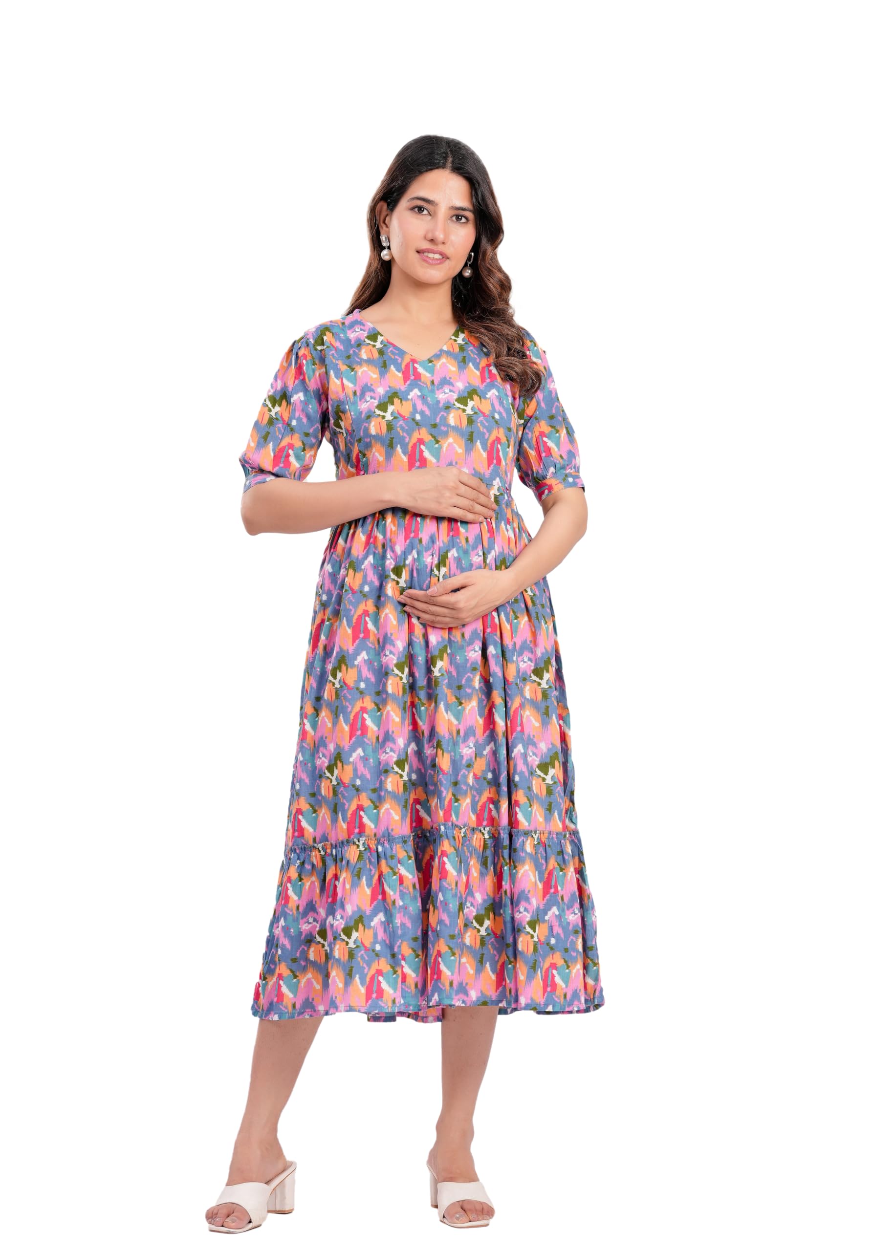 The Moon Star Women's Cotton Floral Printed Anarkali Maternity Feeding Kurti | Breastfeeding Dress for Mothers | Zipper Feeding Kurti, Nursing Kurti, Comfortable and Trendy Maternity Wear-picture-20