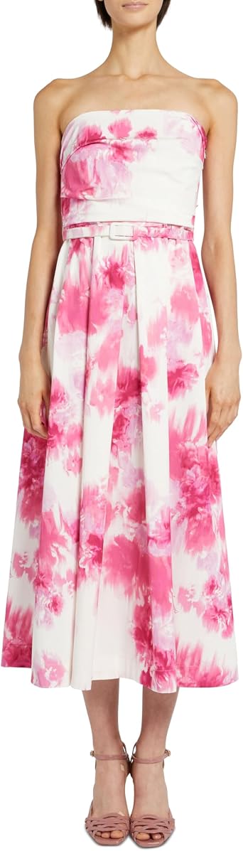 Marella Ecuador Printed Bustier Dress Med Pink 10