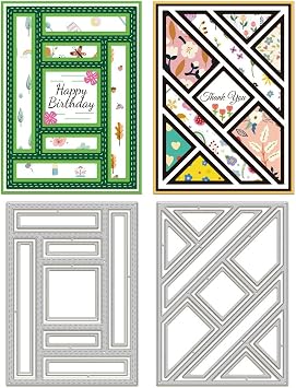 GLOBLELAND Frame Background Cutting Dies for Card Making Splicing Rectangular Background Board Die Cuts Carbon Steel Embossing Stencils Template for St. Pariks Day Easter DIY Scrapbooking Craft Decor