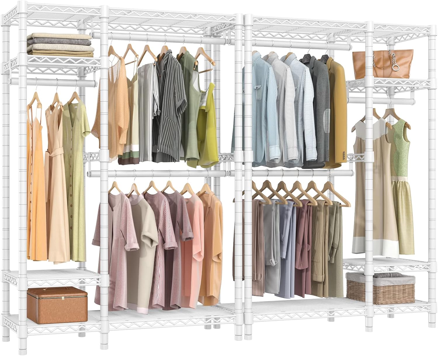 VIPEK V2S Garment Rack 2 Sets Heavy Duty Clothes Racks 4 Tiers Wire Shelving Clothing Rack with