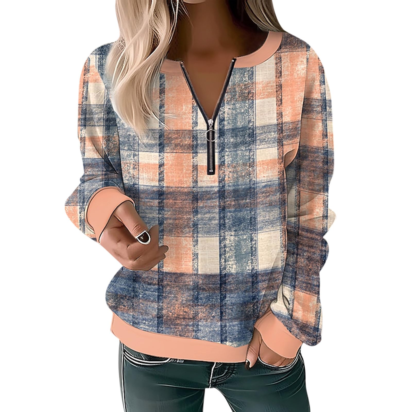 Oversized Floral Pattern Sweatshirts Casual Quarter Zip Pullover Tops Fall Long Sleeve Hoodie Teen Tie Dye Top