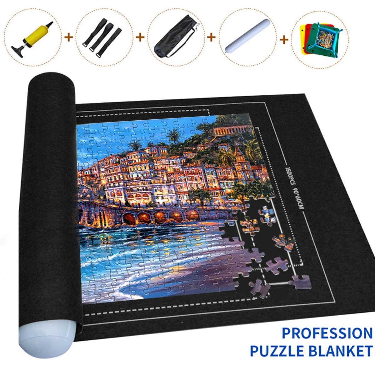 Tapis de puzzle à enrouler jusqu'à 1500 pièces... - Grandado Tapis de puzzle à enrouler jusqu'à 1500 pièces... - Grandado